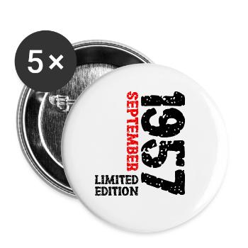 1957 September Limited Edition 66. Geburtstag Deko - Buttons klein 25 mm (5er Pack) - Weiß - Vorne