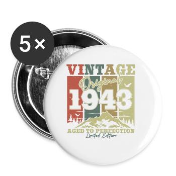 Original 1943 Vintage Geburtstag Retro - Buttons klein 25 mm (5er Pack) - Weiß - Vorne