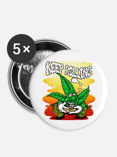 KEEP ROLLING - Buttons klein 25 mm (5er Pack) - Weiß