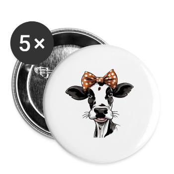 Tenue bio avec vache pour végétaliens et amoureux des vaches Moo - Lot de 5 petits badges (25 mm) - blanc - Devant