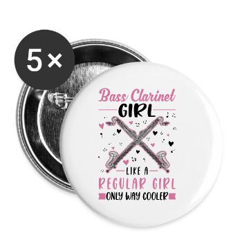 Clarinettiste basse - Lot de 5 petits badges (25 mm) - blanc - Devant