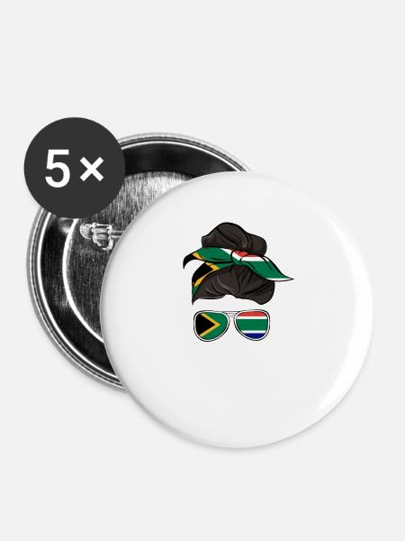 Südafrika - Buttons klein 25 mm (5er Pack) - Weiß