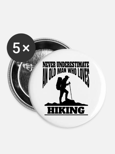 Wandern Bergwanderer Bergwandern Wanderung - Buttons klein 25 mm (5er Pack) - Weiß