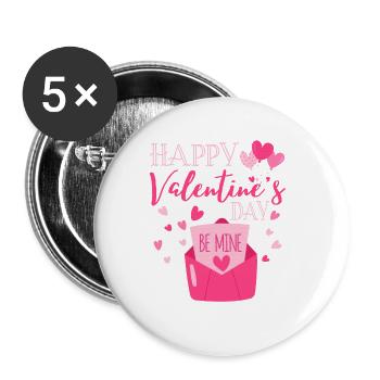 Happy Valentine's Day Be Mine Cute Herzen V-Day - Buttons klein 25 mm (5er Pack) - Weiß - Vorne