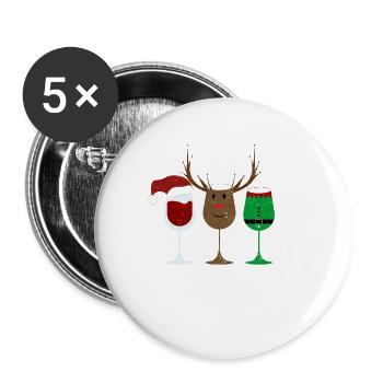 Wine Glass Santa Claus Elf Reindeer Drink Cool - Buttons small 1''/25 mm (5-pack) - white - Front