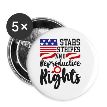 Feminist Stars Stripes & - Buttons small 1''/25 mm (5-pack) - white - Front