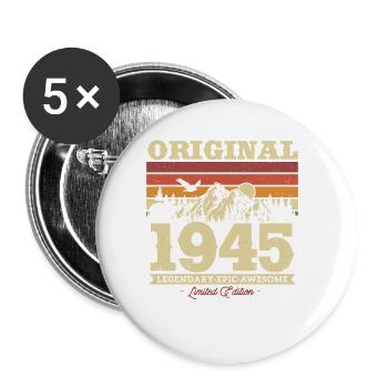 Geschenk 1945 Vintage 78/79 Jahre - Buttons klein 25 mm (5er Pack) - Weiß - Vorne