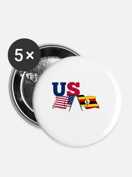 Uganda - Buttons klein 25 mm (5er Pack) - Weiß