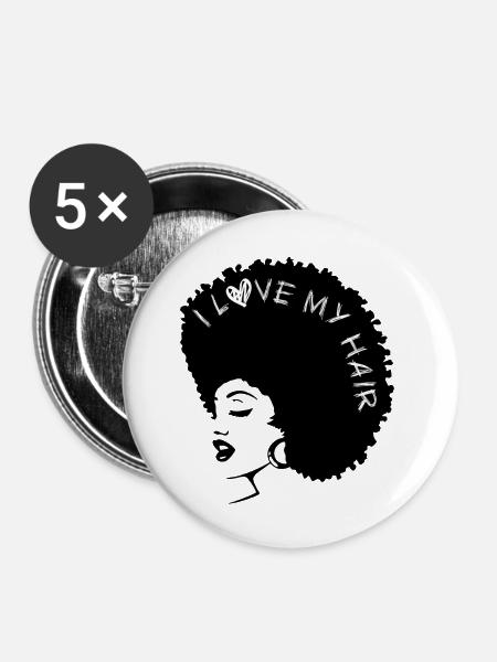 Afro-Frau - Buttons klein 25 mm (5er Pack) - Weiß