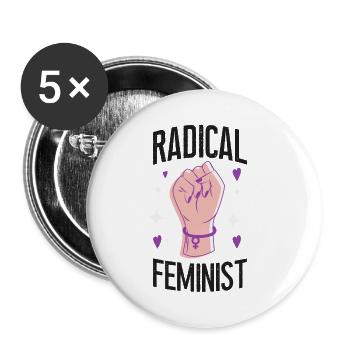 Feminist Radical Feminist - Buttons small 1''/25 mm (5-pack) - white - Front