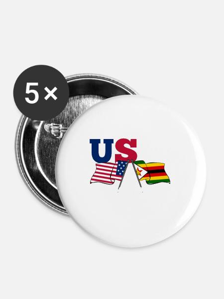 Simbabwe - Buttons klein 25 mm (5er Pack) - Weiß