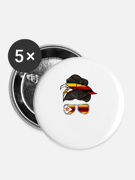 Simbabwe - Buttons klein 25 mm (5er Pack) - Weiß