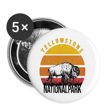 Yellowstone National Park - Buttons small 1''/25 mm (5-pack) - white - Front