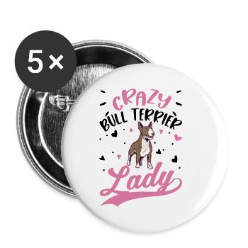 Crazy Bull Terrier Mme Bull Terrier - Lot de 5 petits badges (25 mm) - blanc - Devant
