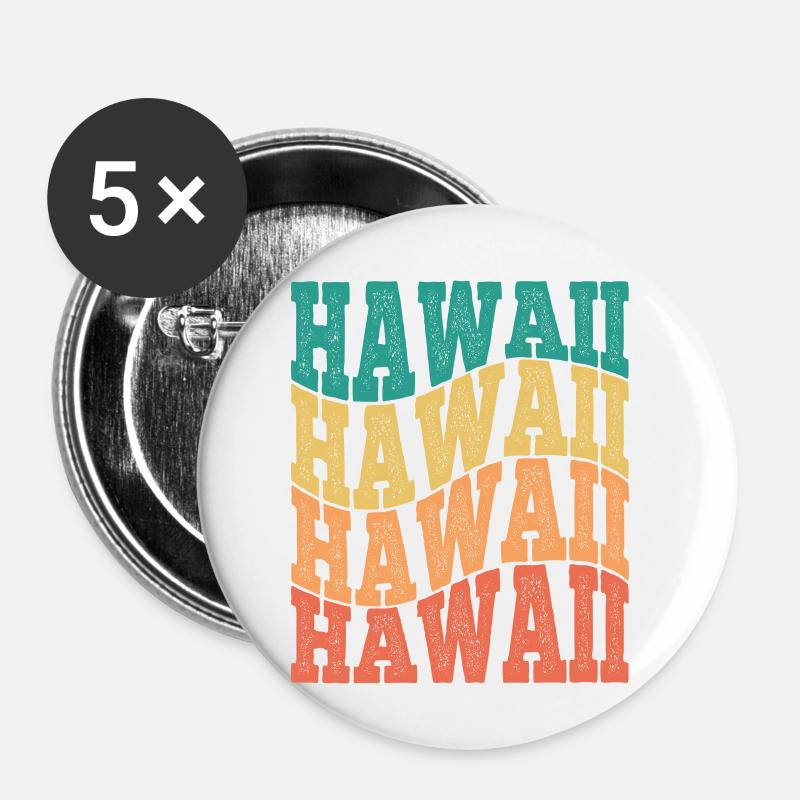 mehrfarbige Hawaii Grafik Design Geschenkidee - Buttons klein 25 mm (5er Pack) - Weiß