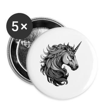 Portrait de licorne - Lot de 5 petits badges (25 mm) - blanc - Devant
