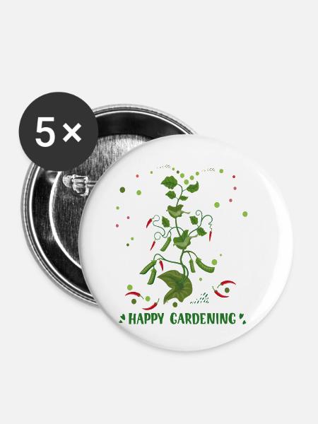 Happy Gardening - Buttons klein 25 mm (5er Pack) - Weiß