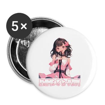Anime and K-Pop Korean Pop Music Kpop - Buttons small 1''/25 mm (5-pack) - white - Front