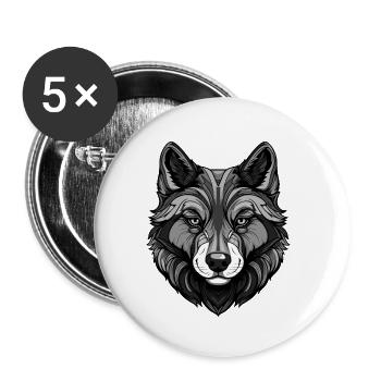 Husky Dog Portrait - Buttons small 1''/25 mm (5-pack) - white - Front