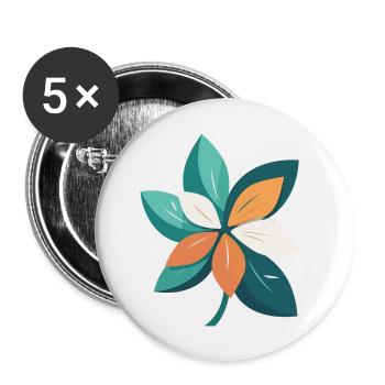 Jasmine flower in cartoon style - Buttons small 1''/25 mm (5-pack) - white - Front