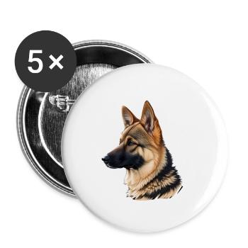 Schäferhund - Buttons klein 25 mm (5er Pack) - Weiß - Vorne