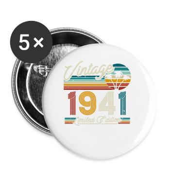 1941 Cadeau vintage 82/83 ans - Lot de 5 petits badges (25 mm) - blanc - Devant