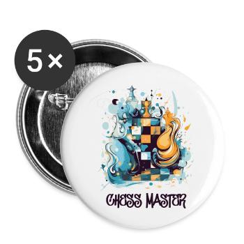 Chess Master - Lot de 5 petits badges (25 mm) - blanc - Devant