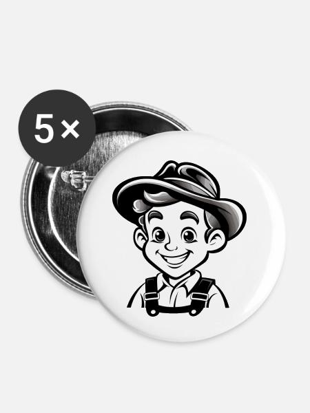 Country Boy - Buttons klein 25 mm (5er Pack) - Weiß