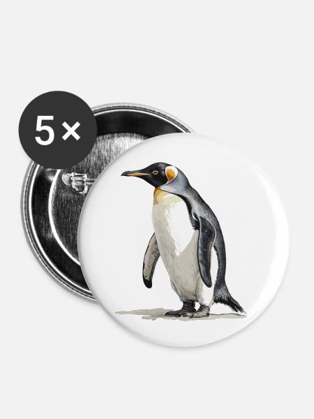 der König der Pinguine - Buttons klein 25 mm (5er Pack) - Weiß