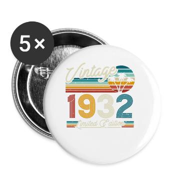Vintage 1932 Geburtstagsgeschenk - Buttons klein 25 mm (5er Pack) - Weiß - Vorne