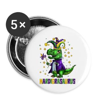 Kinder Fasching Umzug Dinosaurier Mardigrasaurus - Buttons klein 25 mm (5er Pack) - Weiß - Vorne