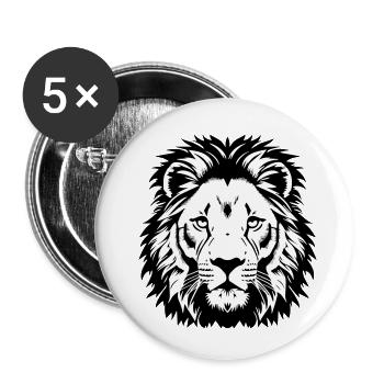 Magnificent Lion's Head in Black and White - Buttons small 1''/25 mm (5-pack) - white - Front