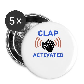 Clap Activated Gag Comedian Funny Prank Joke Pun - Buttons small 1''/25 mm (5-pack) - white - Front