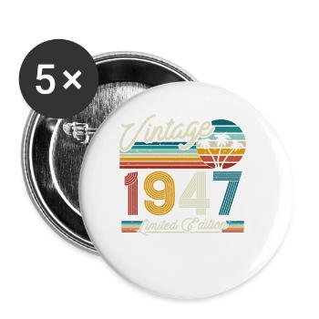 Gift 1947 Vintage 76/77 Years - Buttons small 1''/25 mm (5-pack) - white - Front