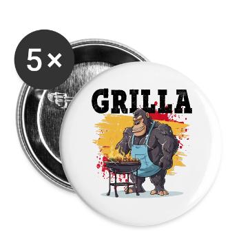 Grilling Grilla Griller Gorilla BBQ Saying Funny - Buttons small 1''/25 mm (5-pack) - white - Front