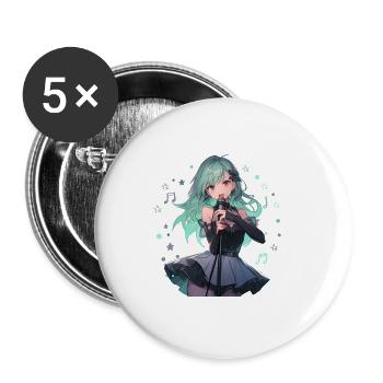 Just a Girl who loves Anime K-Pop and Karaoke - Buttons klein 25 mm (5er Pack) - Weiß - Vorne