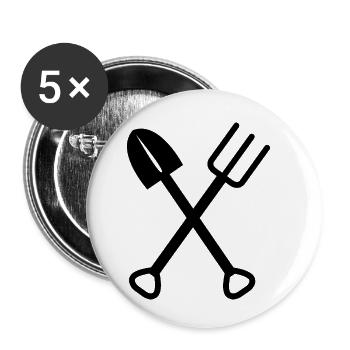 Spade Rake Rake Symbol Symbole de jardin Outils - Lot de 5 petits badges (25 mm) - blanc - Devant