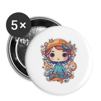 Explorer Girl - Lot de 5 petits badges (25 mm) - blanc - Devant