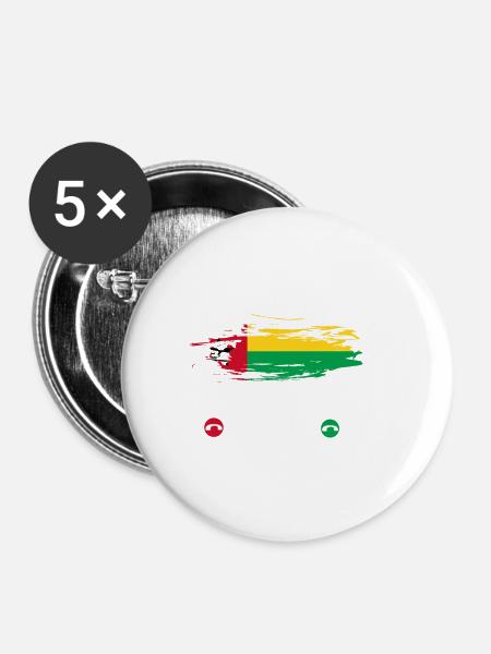 Guinea Bissau - Buttons klein 25 mm (5er Pack) - Weiß