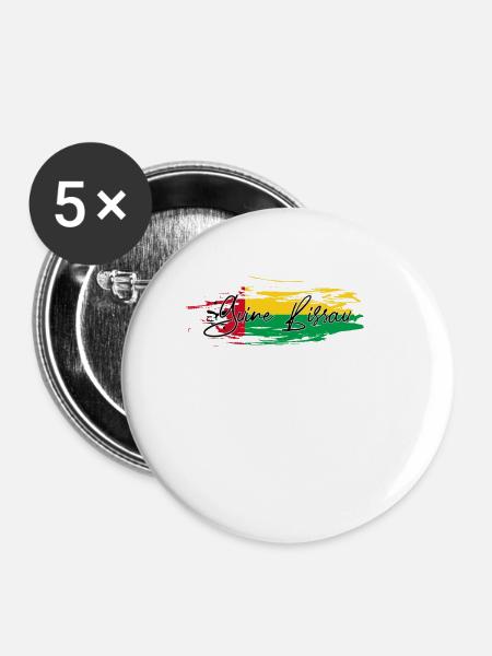 Guinea Bissau - Buttons klein 25 mm (5er Pack) - Weiß
