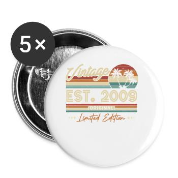 2009 Vintage Birthday - Buttons small 1''/25 mm (5-pack) - white - Front