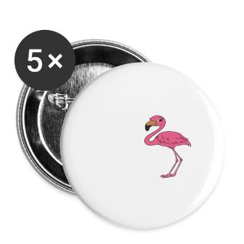 Drôle de flamant rose - Lot de 5 petits badges (25 mm) - blanc - Devant