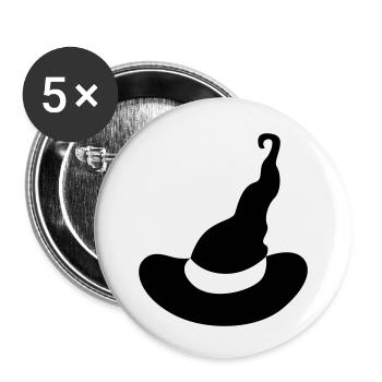 Hexenhut - Buttons klein 25 mm (5er Pack) - Weiß - Vorne