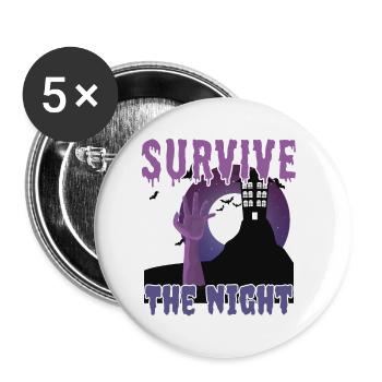 "Survive the Night", Le réveil des zombies - Lot de 5 petits badges (25 mm) - blanc - Devant