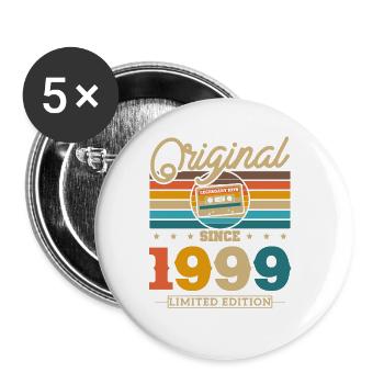 Vintage Birthday 1999 - Buttons small 1''/25 mm (5-pack) - white - Front