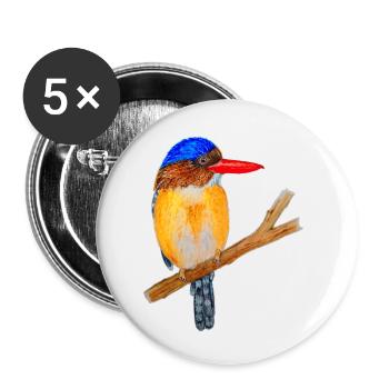 Bunter Vogel - Buttons klein 25 mm (5er Pack) - Weiß - Vorne