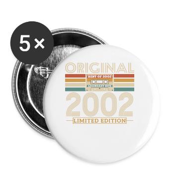 Kultiges 2002 Geburtstags-Shirt - Buttons klein 25 mm (5er Pack) - Weiß - Vorne