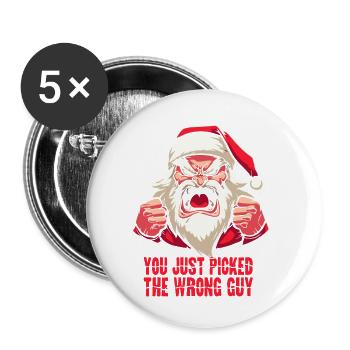Du hast den Falschen erwischt: Weihnachtsmann - Buttons klein 25 mm (5er Pack) - Weiß - Vorne