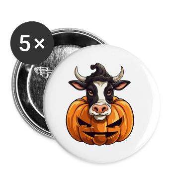 Cow Pumpkin Lazy Halloween Party Costume pour enfants - Lot de 5 petits badges (25 mm) - blanc - Devant