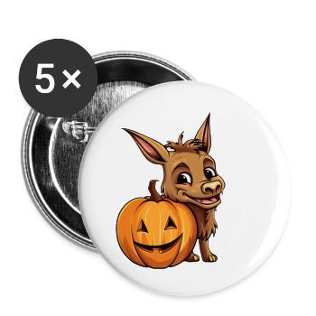 Mule Citrouille Paresseux Halloween Party Costume Enfants - Lot de 5 petits badges (25 mm) - blanc - Devant